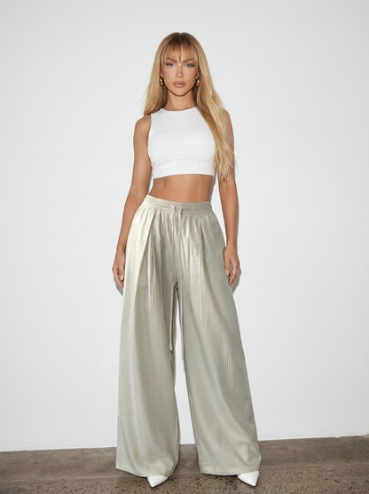 Striped Wide Leg Drawstring Pants