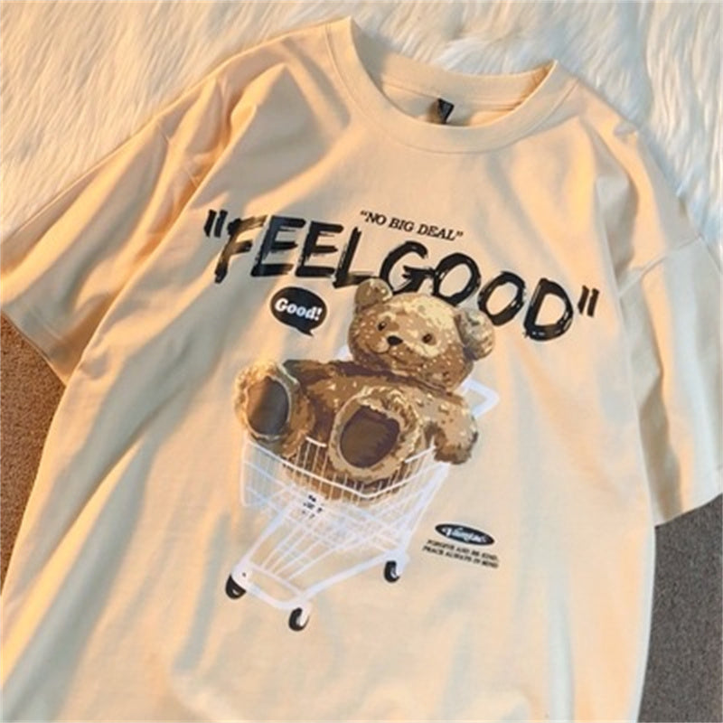Women's Loose Retro High Street Hip Hop Student Half Sleeve Top