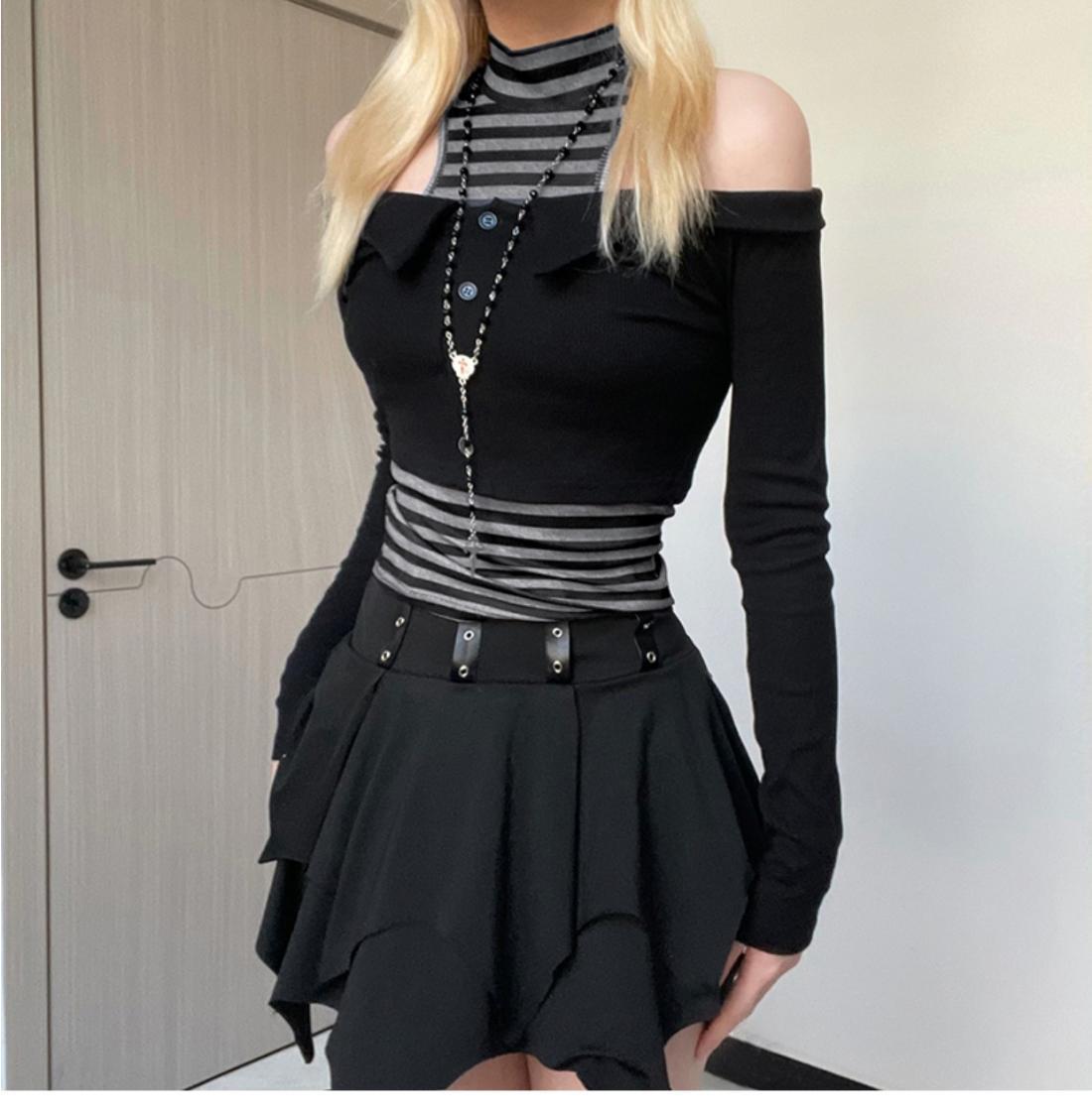 Sexy Spicy Girl Stripe Off Shoulder Lace Dress