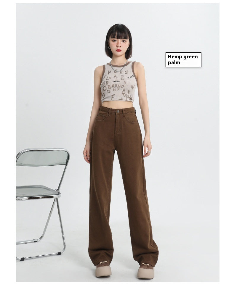 Brown Coffee Color Wide Leg Daddy Soft Straight Jeans
