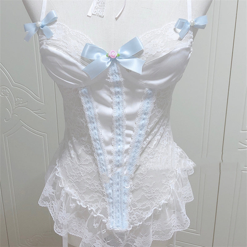 Women's Fashion Satin Lace Corset Hand-made Small Sling
