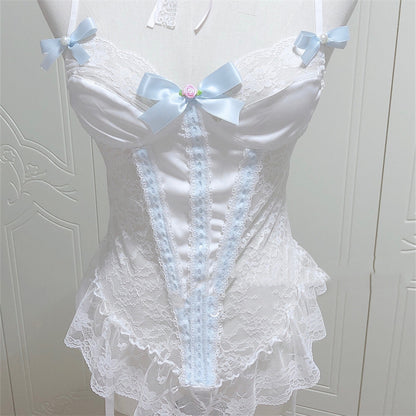 Women's Fashion Satin Lace Corset Hand-made Small Sling