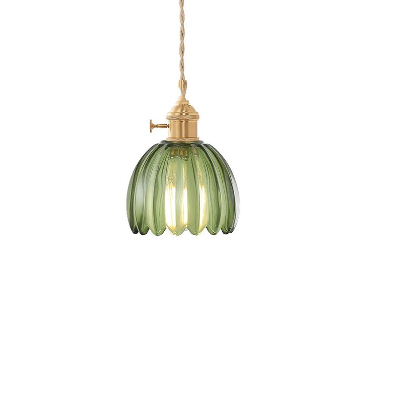 Retro Japanese Style Copper Glass Amber Chandelier
