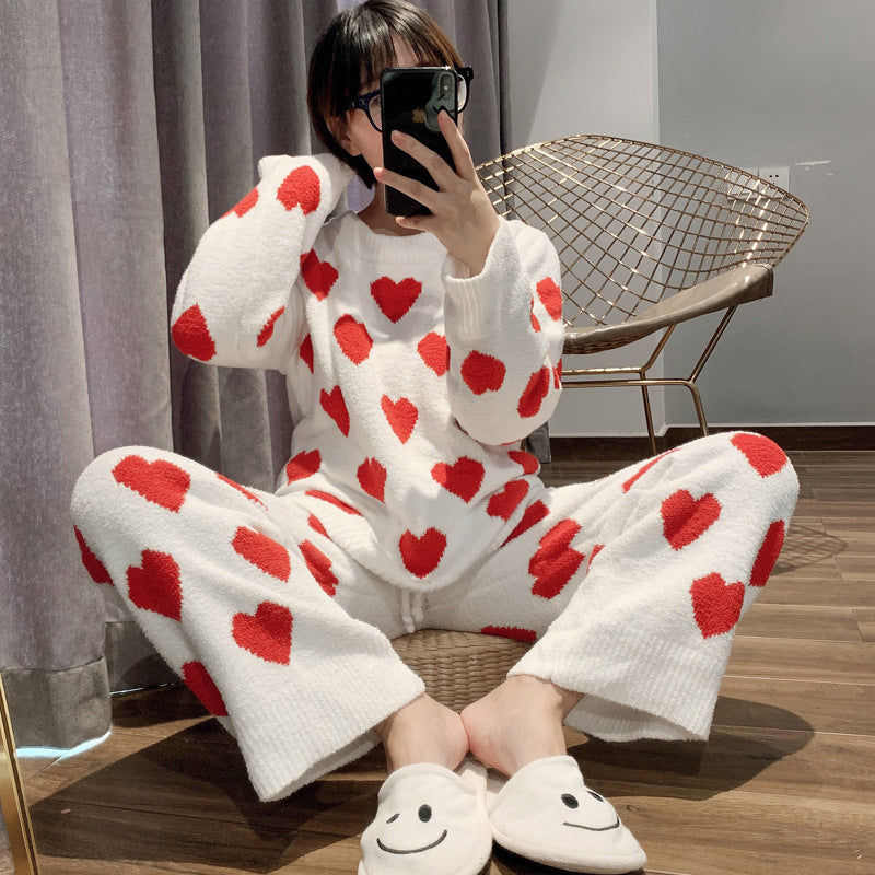 Love Coral Velvet Cute Suit Plus Velvet Thick Can Be Worn As Home Clothes