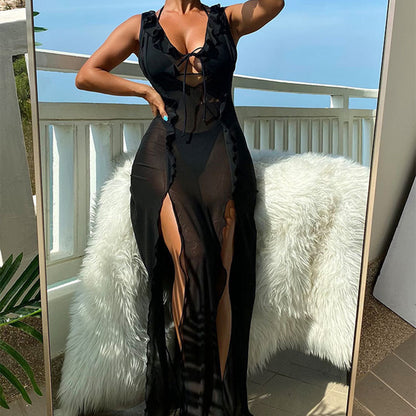 Ladies Three-piece Set Bikini Halter Lace