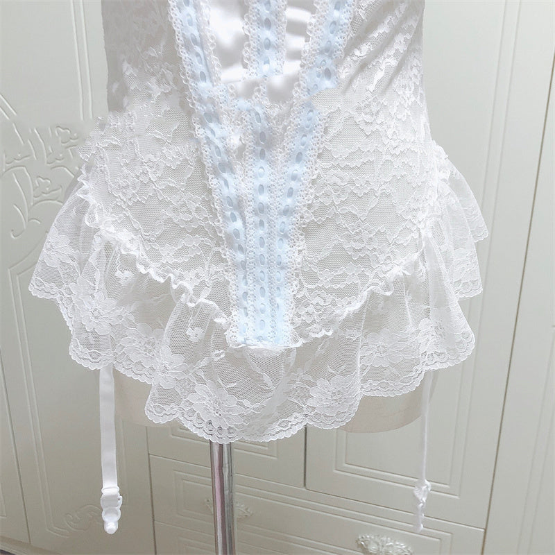 Women's Fashion Satin Lace Corset Hand-made Small Sling