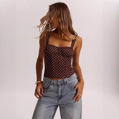 Polka-dot Printed Underwire Camisole For Parties And Dates