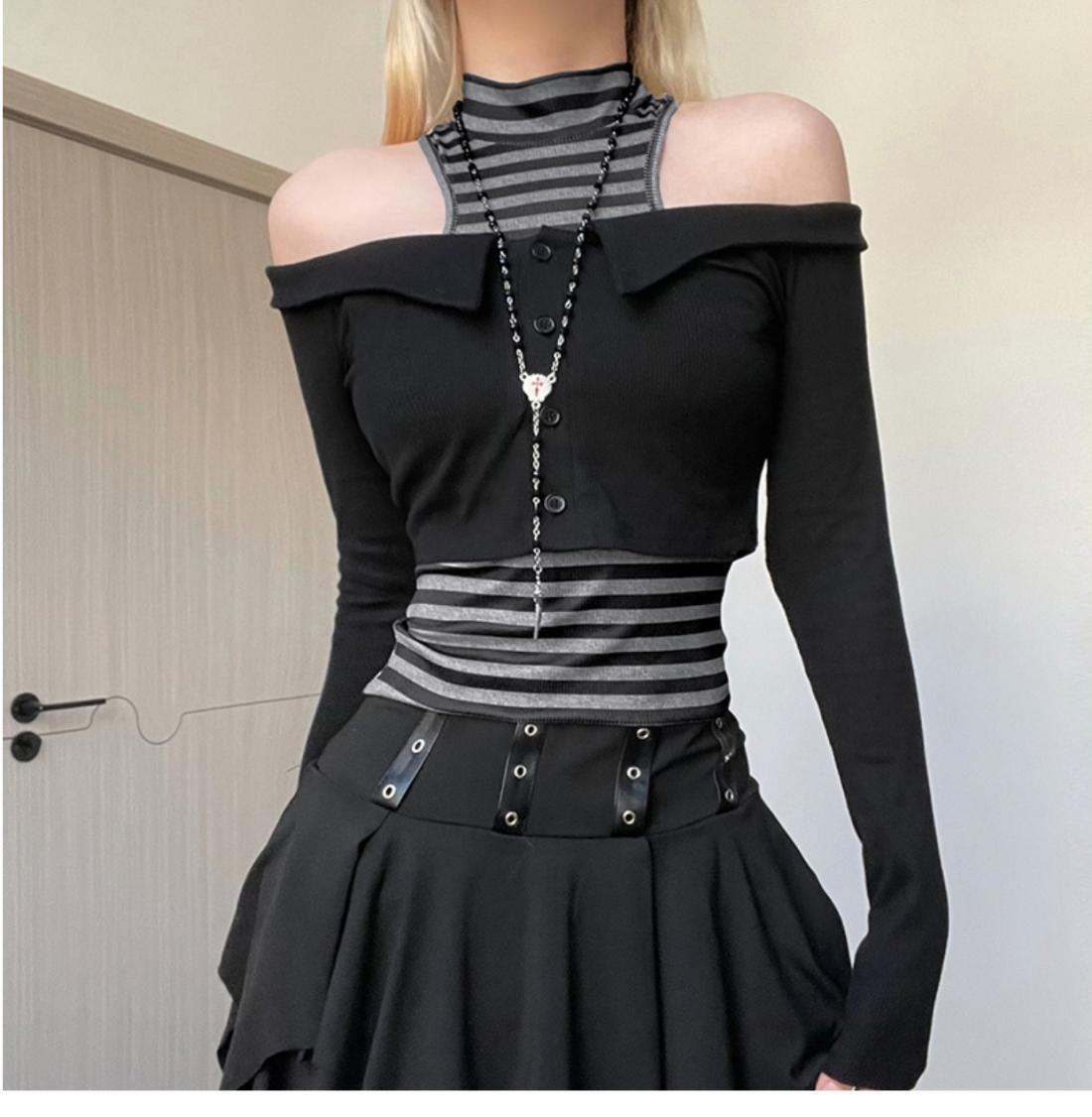 Sexy Spicy Girl Stripe Off Shoulder Lace Dress
