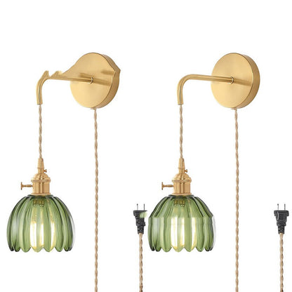 Retro Japanese Style Copper Glass Amber Chandelier