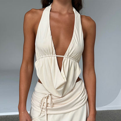 Cross Border Women's Halter Strap Sexy Backless Sleeveless Vest Slim Top