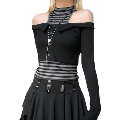 Sexy Spicy Girl Stripe Off Shoulder Lace Dress
