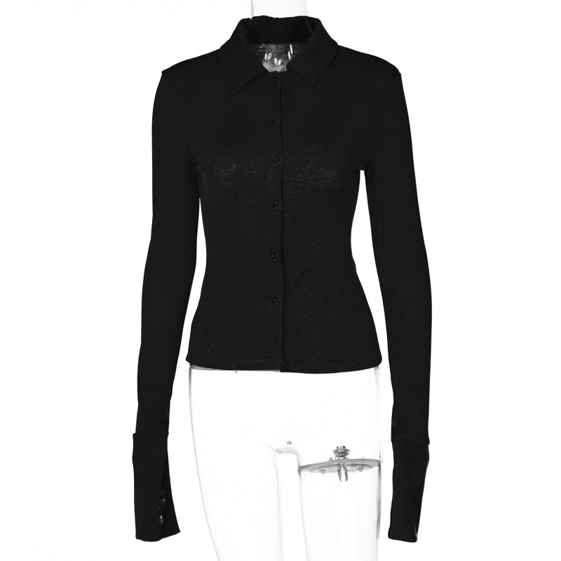 Temperament Flare Sleeves Solid Color Cardigan Top For Women