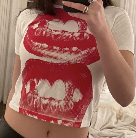 Women's Club Wholesale Lip Printings Cropped Top