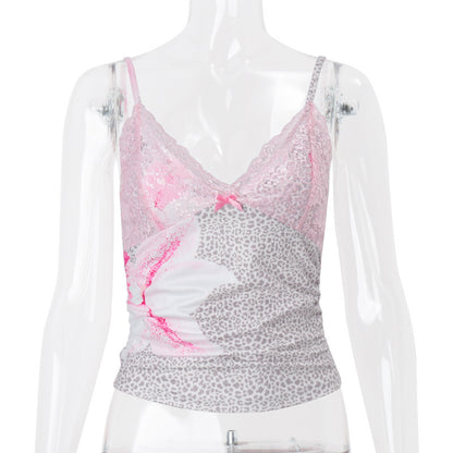 Women's Sexy Strap Short Lace Trim Top