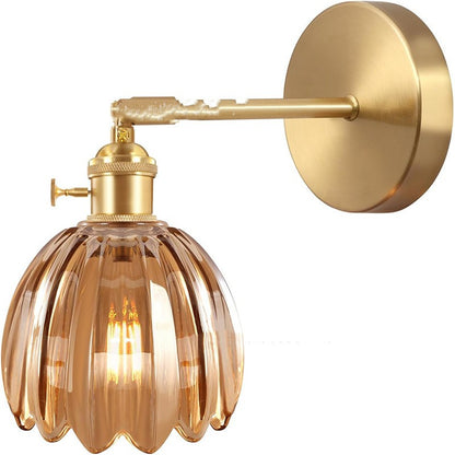 Retro Japanese Style Copper Glass Amber Chandelier