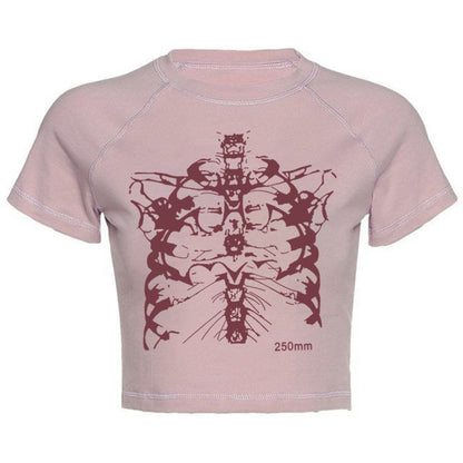 Slim Fit Print Vintage Pattern Women's Short Sleeves