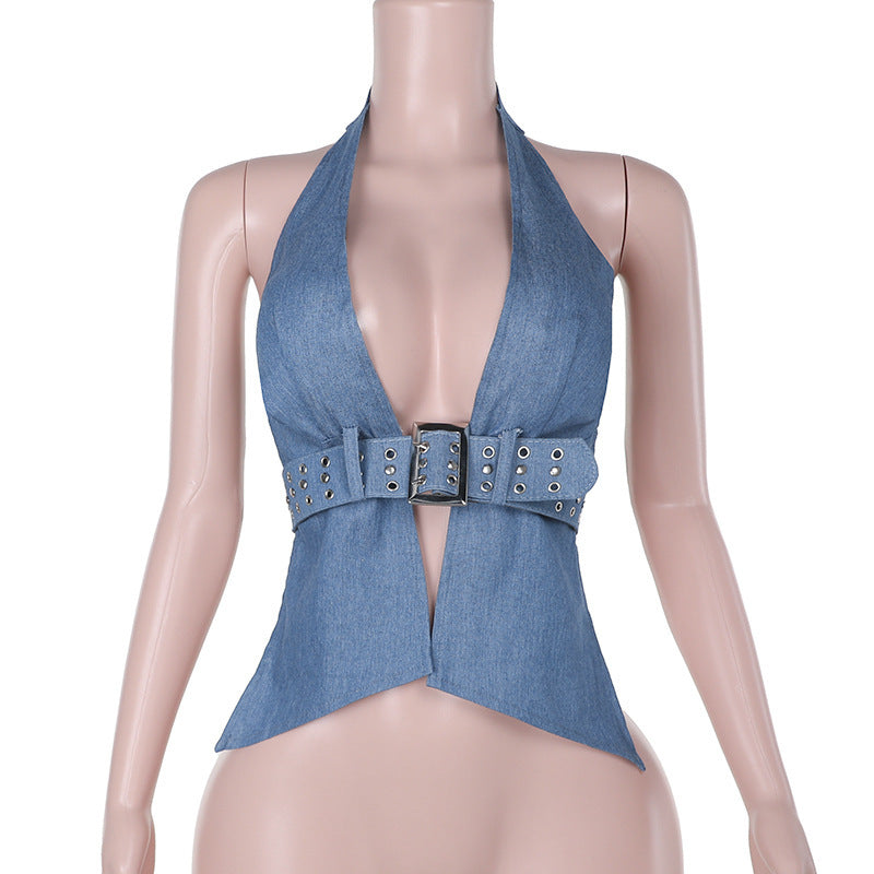 Hot Girl Vest Ins European And American Style Sexy Halter Belt Top For Women