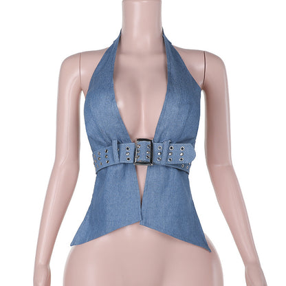 Hot Girl Vest Ins European And American Style Sexy Halter Belt Top For Women